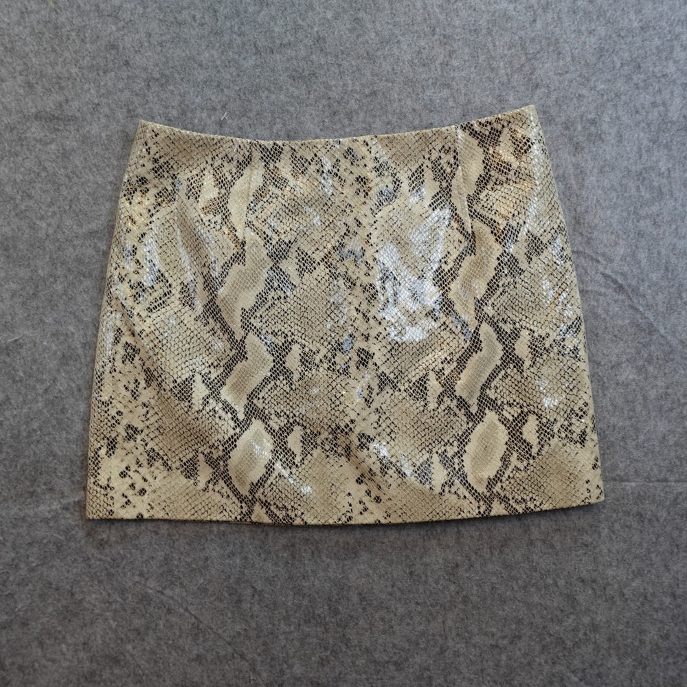 Intermix Skirt Women 4 Tan Snake Skin Leather Mini Python